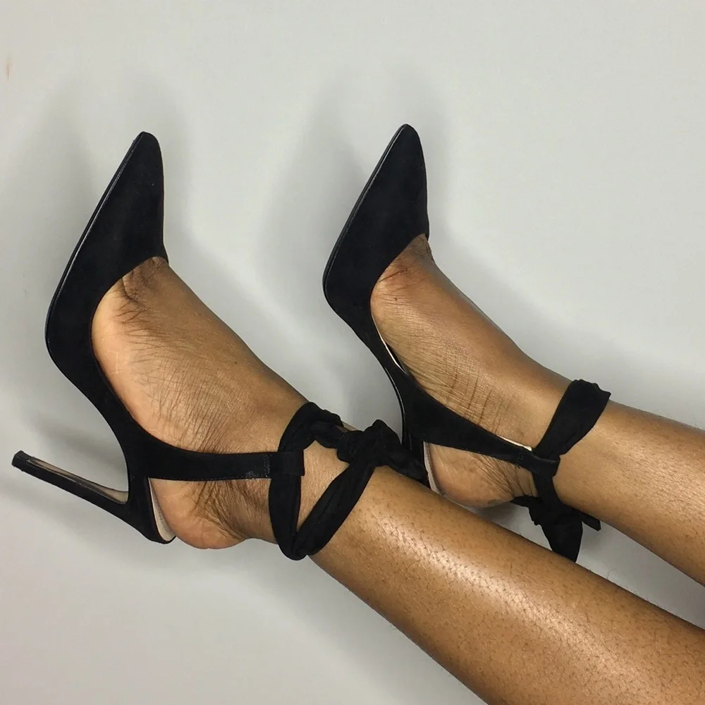 Black suede pointed toe heels - Picture 3 of 4